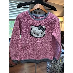 Kids Hello Kitty‎ Sherpa Fleece Pullover Sweatshirt Pink Gray Size Medium